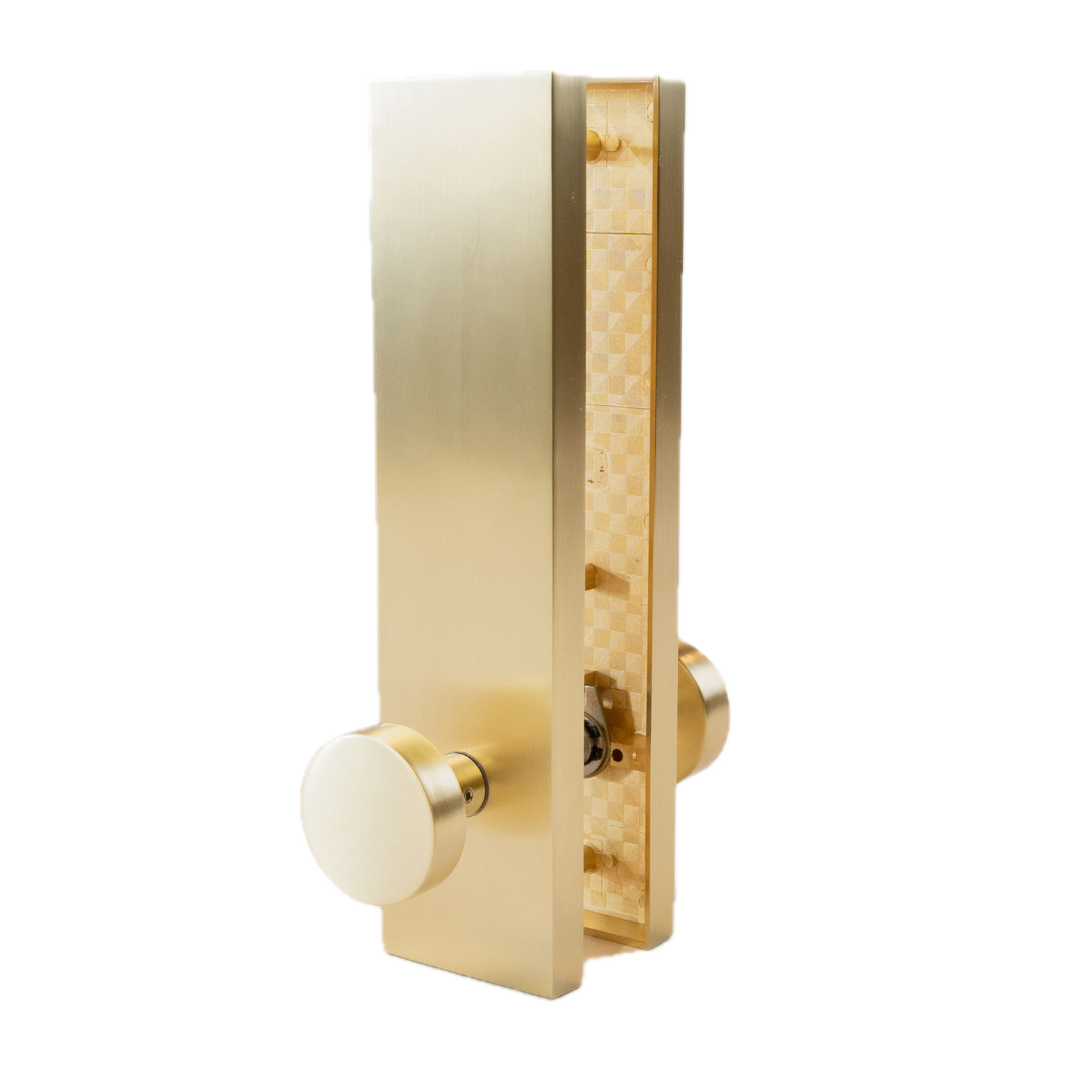Matte Brass Round Knob Hardware with Backplate