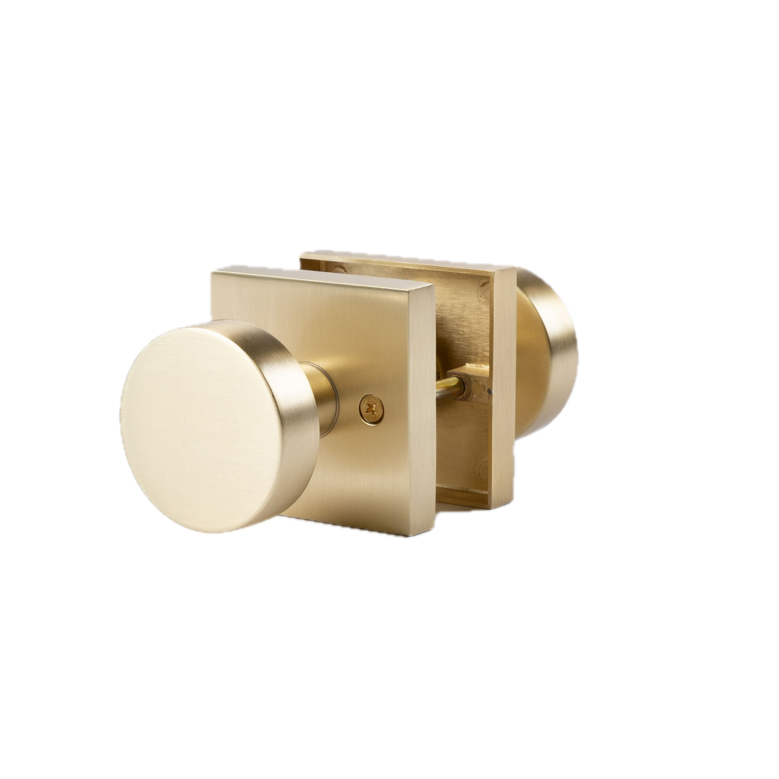 Matte Brass Rosette with Round Knob